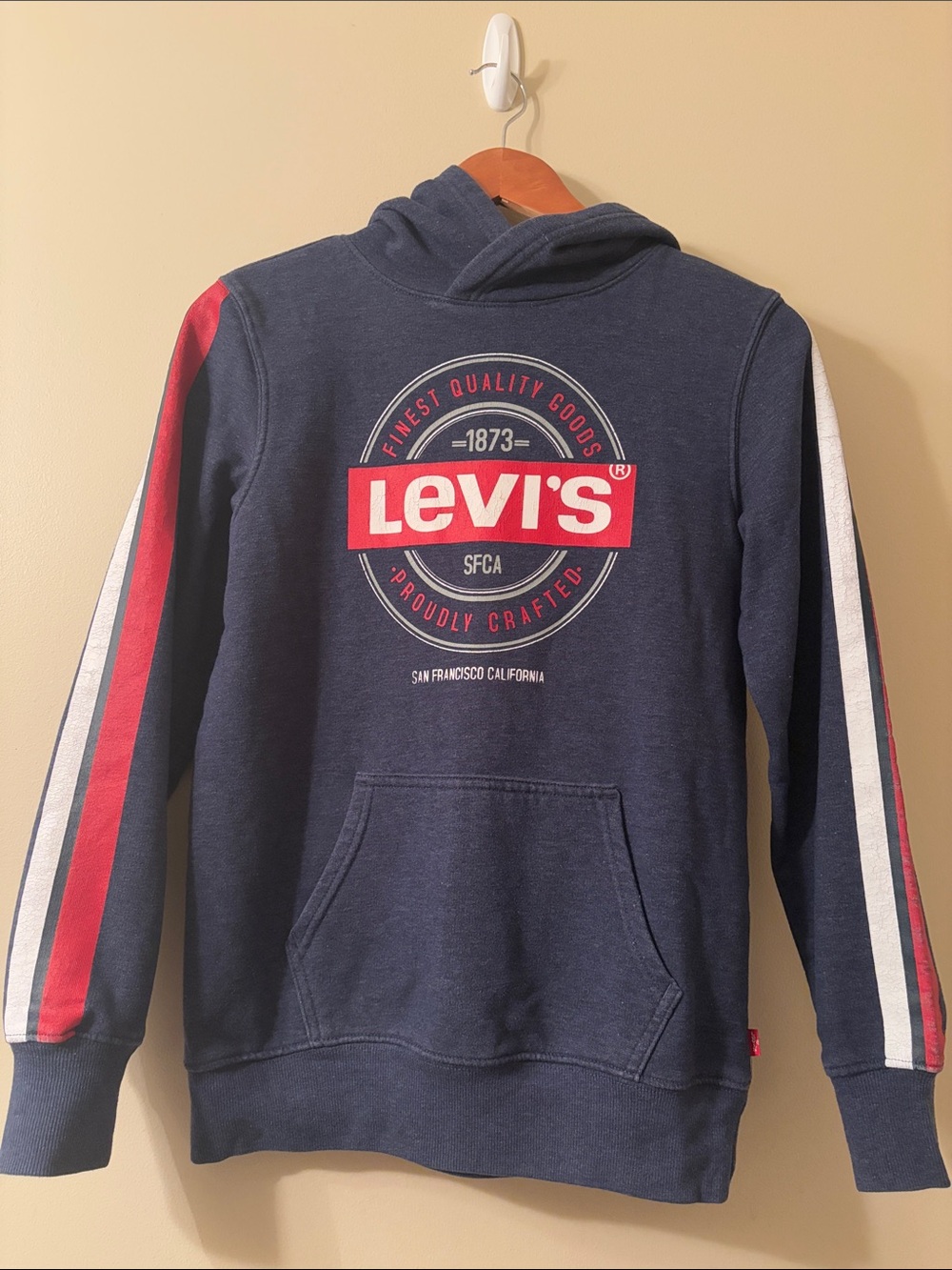 Levi's Navy Distressed Hoodie Sweatshirt Boys Size Large 14/16
